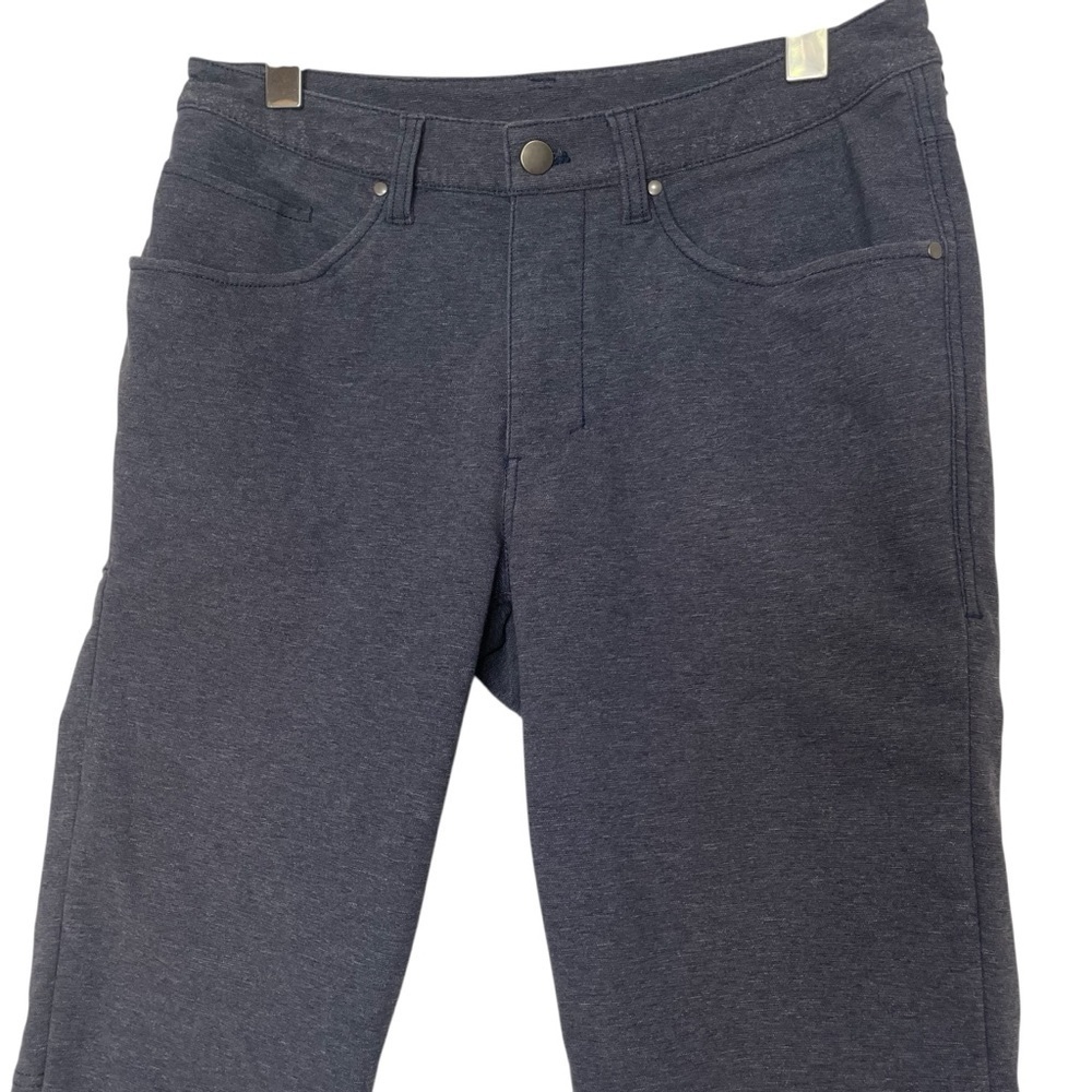 Lululemon Pant Men’s 30X33 ABC Slim Fit Tech Canvas Heathered Deep Navy - Picture 4 of 9